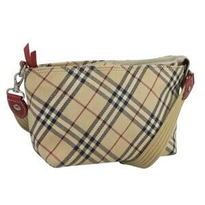 Burberry Nova Check Blue Label Shoulder Bag Canvas Beige